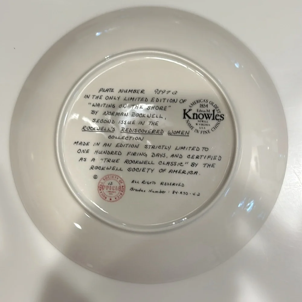 NORMAN ROCKWELL Knowles Limited Edition “Waiting on the Shore” Collector Plate